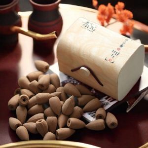 Chinese Magnolia Flower Fragrance Backflow Incense Cones Wooden Box
