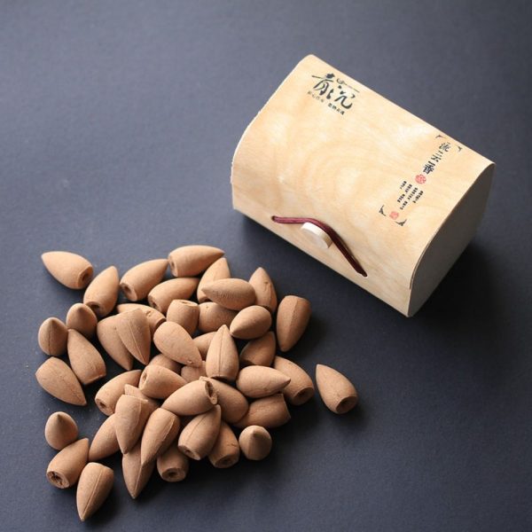 Chinese Magnolia Flower Fragrance Backflow Incense Cones Wooden Box