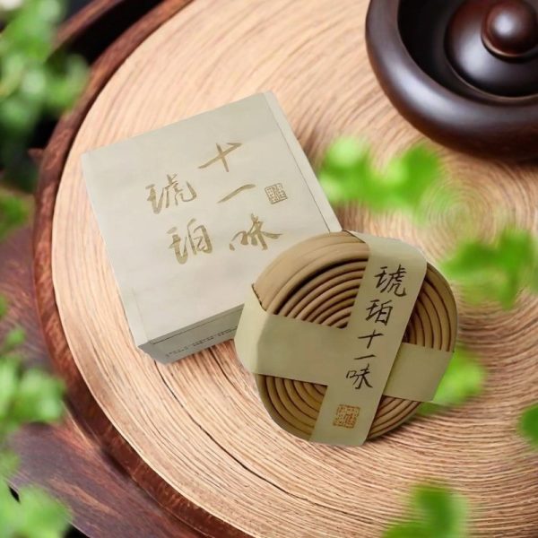 Handmade Amber Fragrant Coiled Incense with Wooden Box for Sale