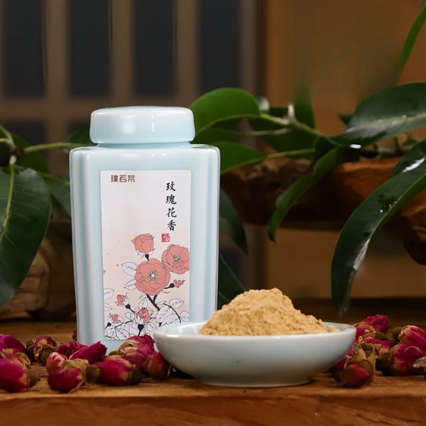 Premium Handmade Natural Rose Incense Powder Ceramic Bottle