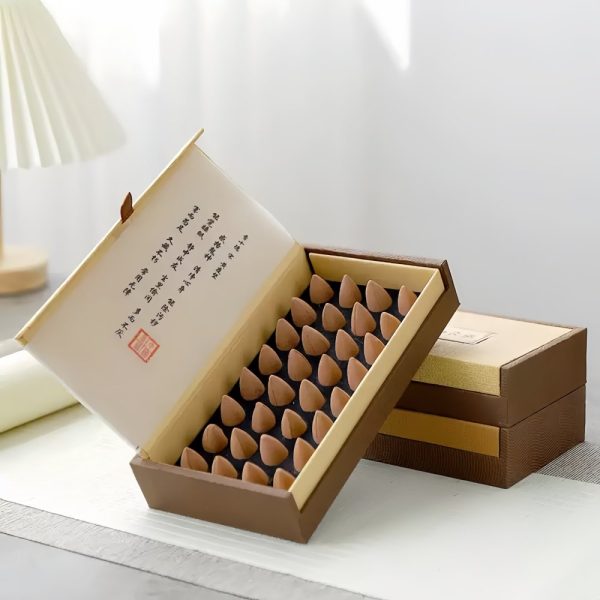 Premium Handmade Sandalwood Fragrance Backflow Incense Cones Box