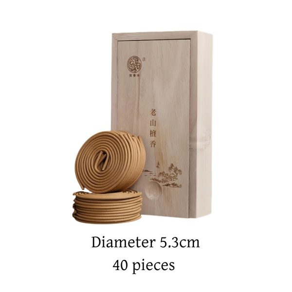 Premium Chinese Natural Fragrant Sandalwood Coiled Incense with Wooden Box